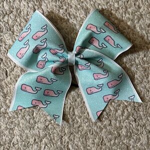 Whale Print Kids Hair Bow - Pink and Blue